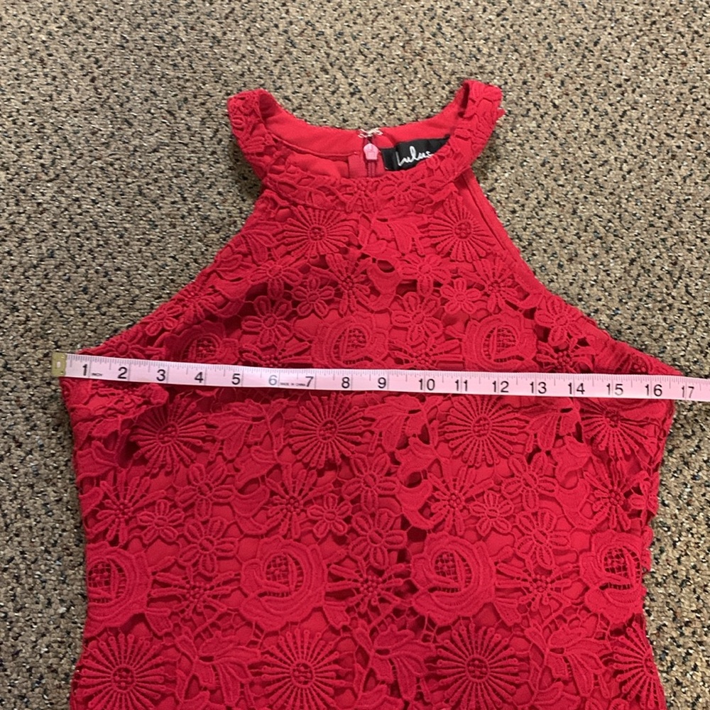 Lulu's Red Lace Mini Dress - Picture 9 of 10
